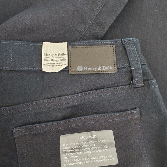 Henry & Belle Womens 32=14 Mid Rise Super Skinny Ankle‎ Jeans Onyx Dark Wash New - Picture 5 of 9